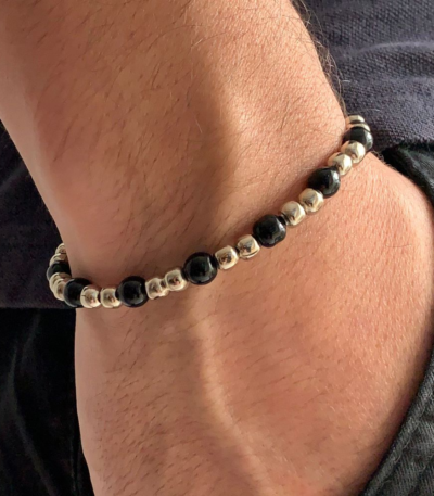 Pulseira Masculina Black And Silver