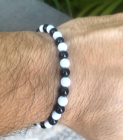 pulseira masculina black and white