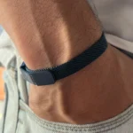 pulseira-masculina-malha-aço-inox-azul-detalhe