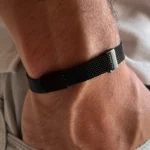 pulseira-masculina-malha-aço-inox-preta-detalhe